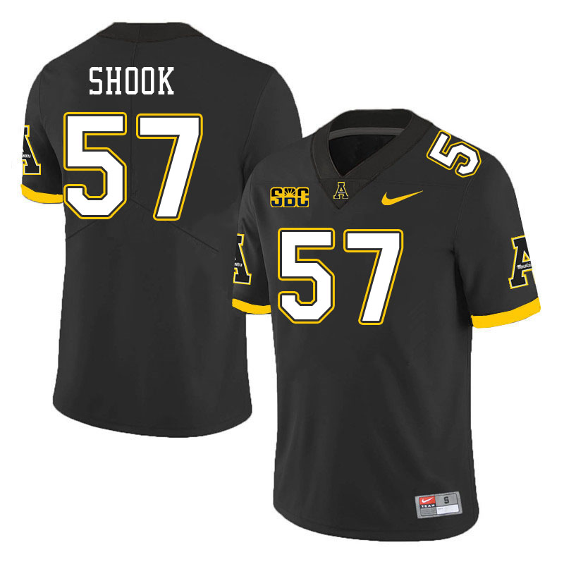 Men #57 Austin Shook Appalachian State Mountaineers College Football Jerseys Stitched Sale-Black - Click Image to Close